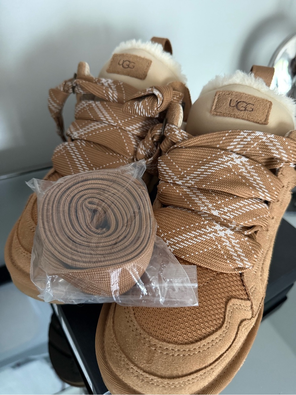 UGG Lowmel Suede Shearling-Lined Sneakers - Picture 8 of 8